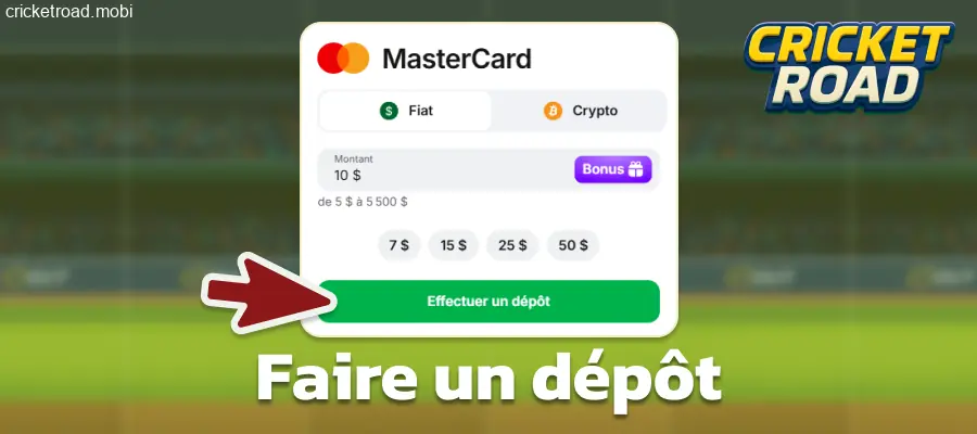 Faire un dépôt dans Cricket Road