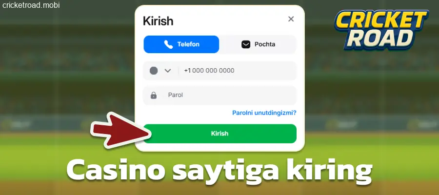 Cricket Road kazinosiga kirish