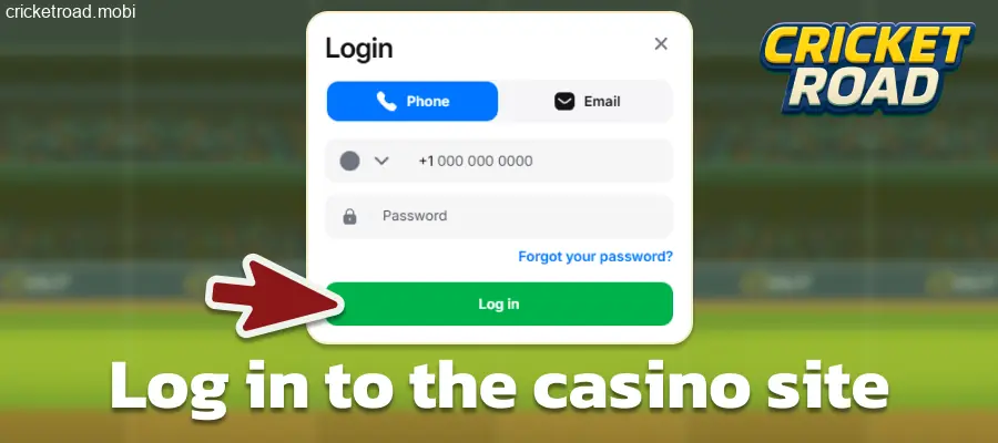 Log in to the Cricket Road casino