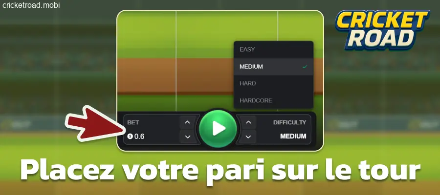 Choisir un montant de mise dans Cricket Road