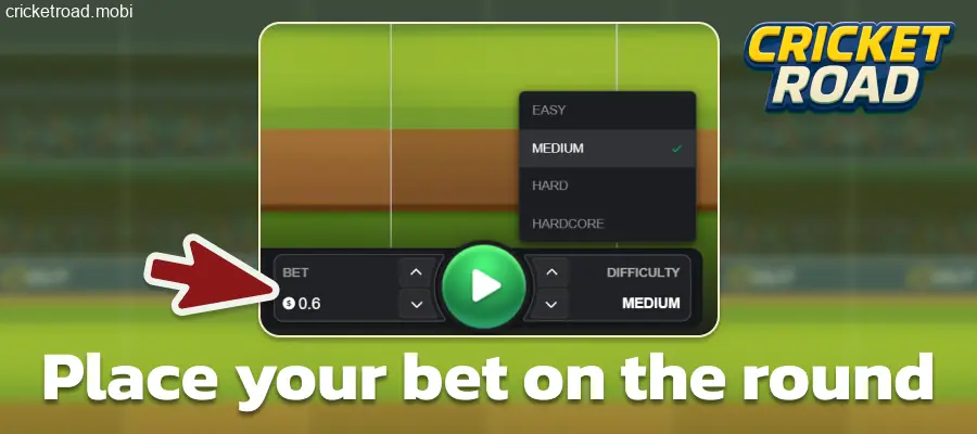Select a bet amount in Cricket Road